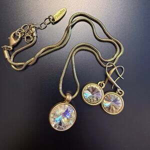 Plunder Design Aurora Borealis Crystal Necklace Earrings Set